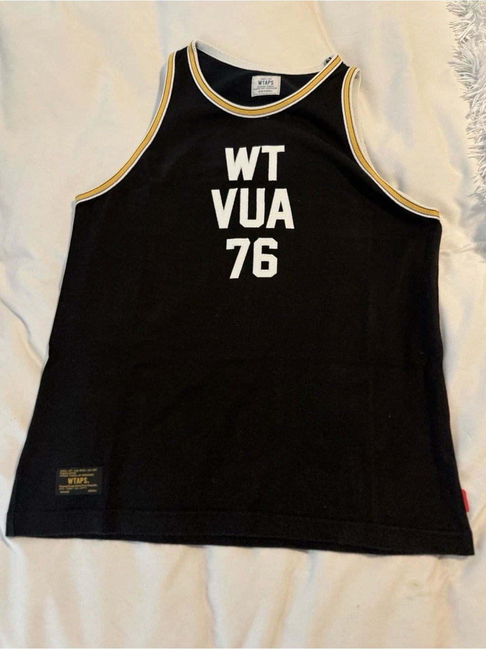 RAREST 1/1  WTAPS MENS BASKETBALL JERSEY TANK COTTON BLACK EMBROIDERED SIZE S